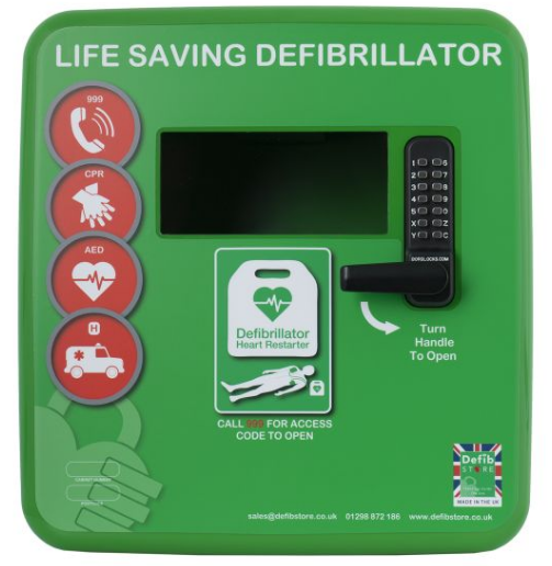 4000 Green Plastic Defibrillator Cabinet With Keypad Lock, Heater And LED