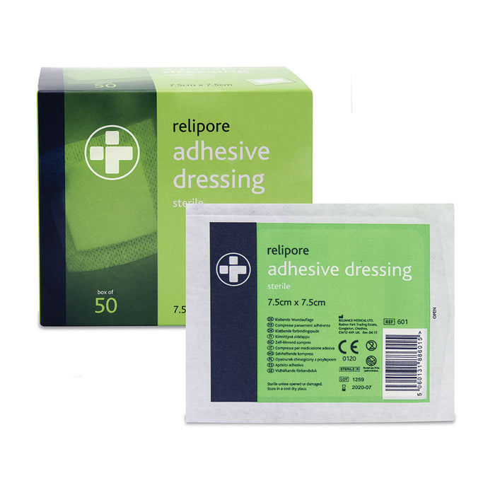 Adhesive dressing box of 50 (7.5cm x 7.5cm)
